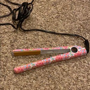 Floral flower chi straightener flat iron pink blue